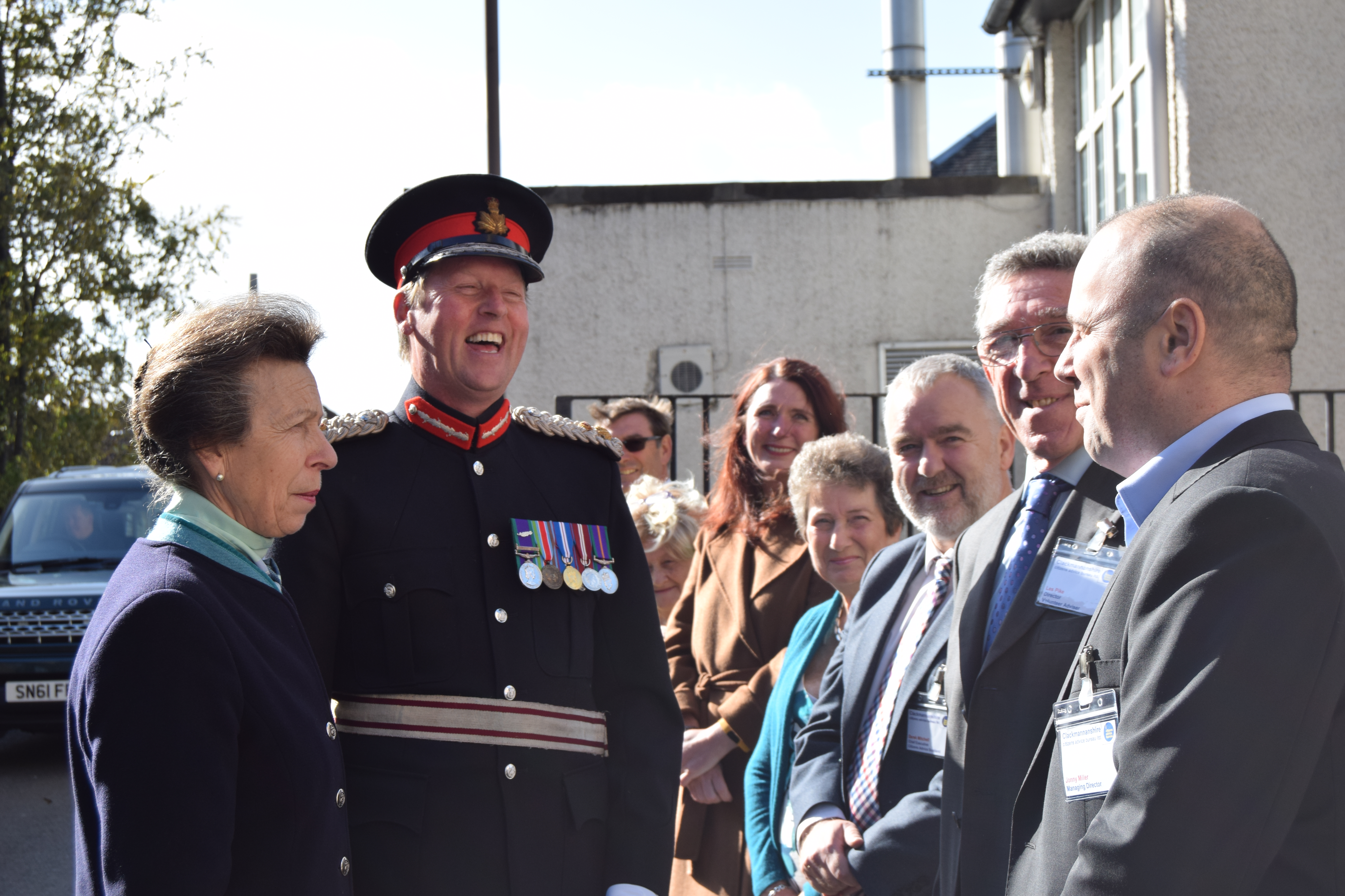 We are most certainly amused! Lord-Lieutenant Johnny Stewart with Her Royal Highness, The Princess Royal, introducing CAB Manager Jonny Miler and the other invited guests at the opening ceremony yesterday. Photo courtesy of the Alloa Advertiser.
