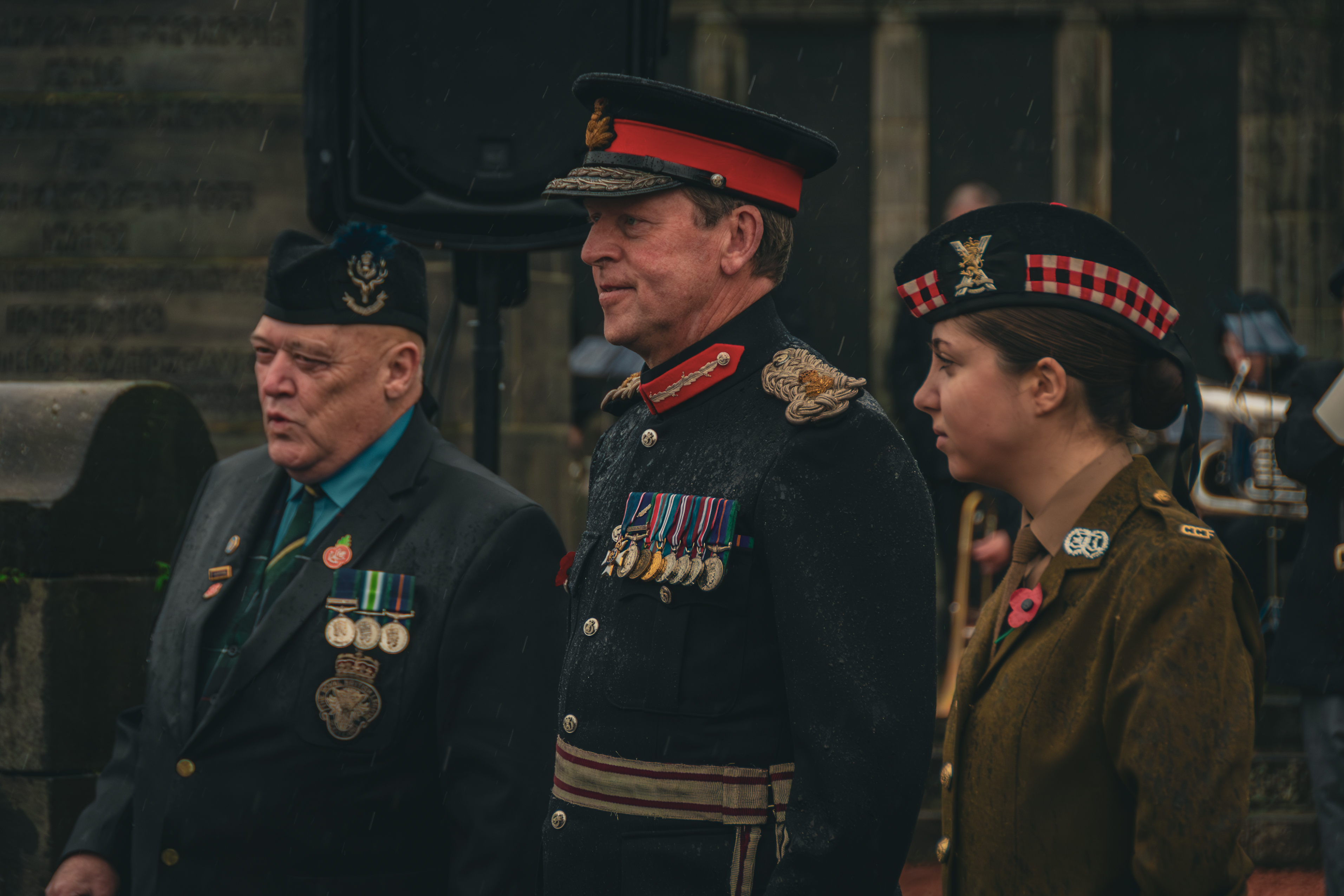John Barrett of the RBL with the Lord-Lieutenant and the LL's Cadet