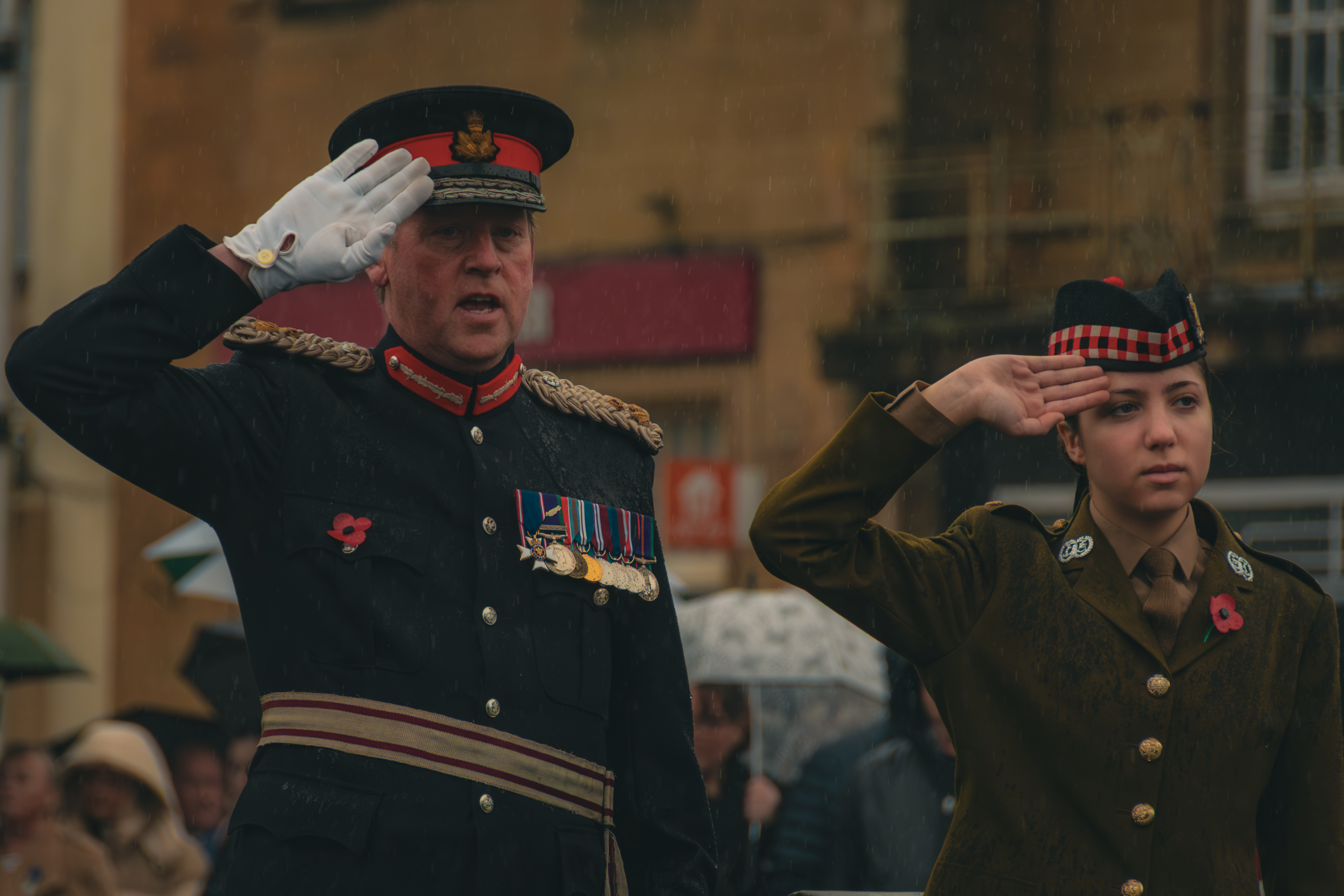 Lord-Lieutenant and Cadet lead the Salute